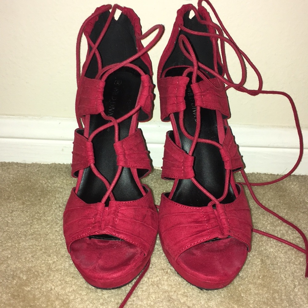 Madden Dark Red Platform Stilettos